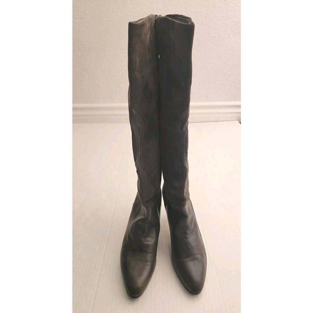 Bally Heel Boots Sz 10m Pull On Applique Slouch Unique View 3